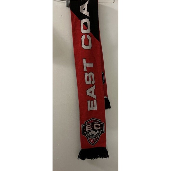 East coast Soccer  Scarf EC /FC Long Island NY/Black  Fringe Black Red White - Picture 4 of 6